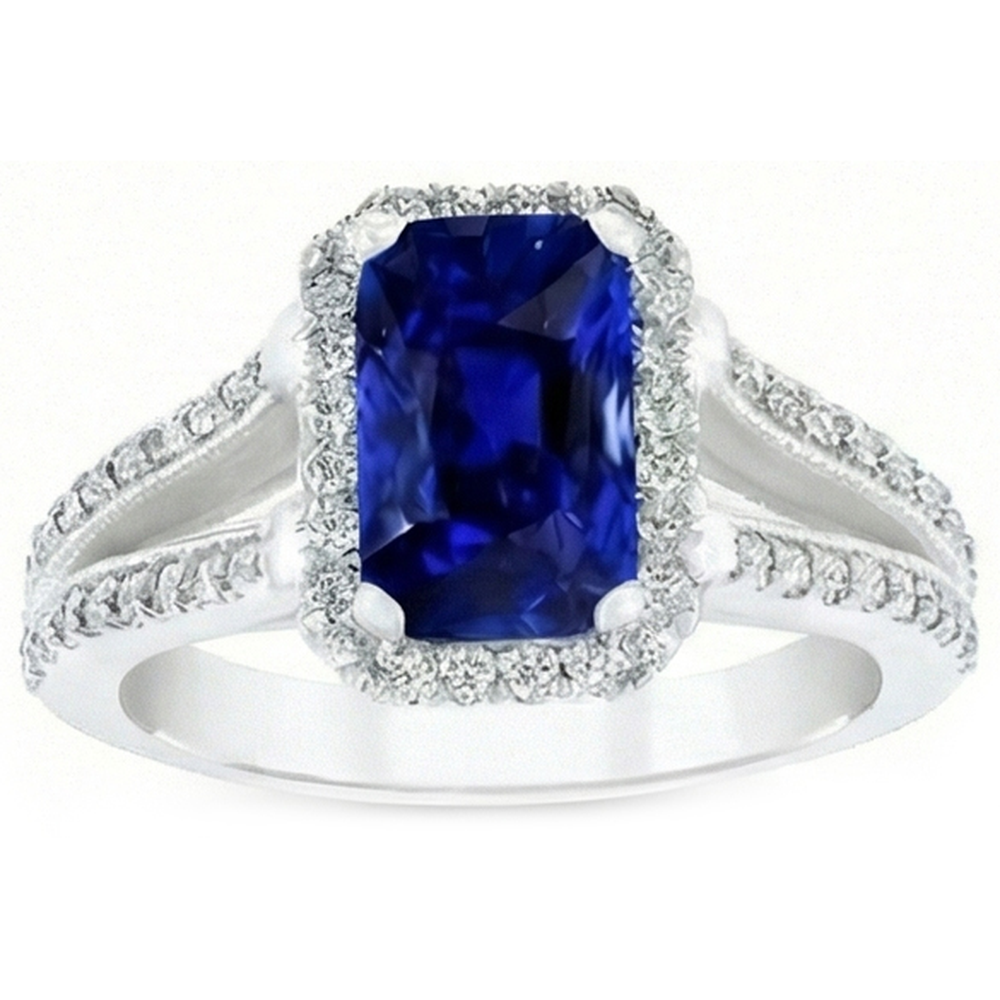 naturel round saphir 5.50carats bague vue de dessus