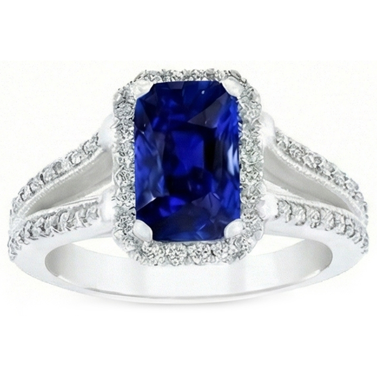naturel round saphir 5.50carats bague vue de dessus