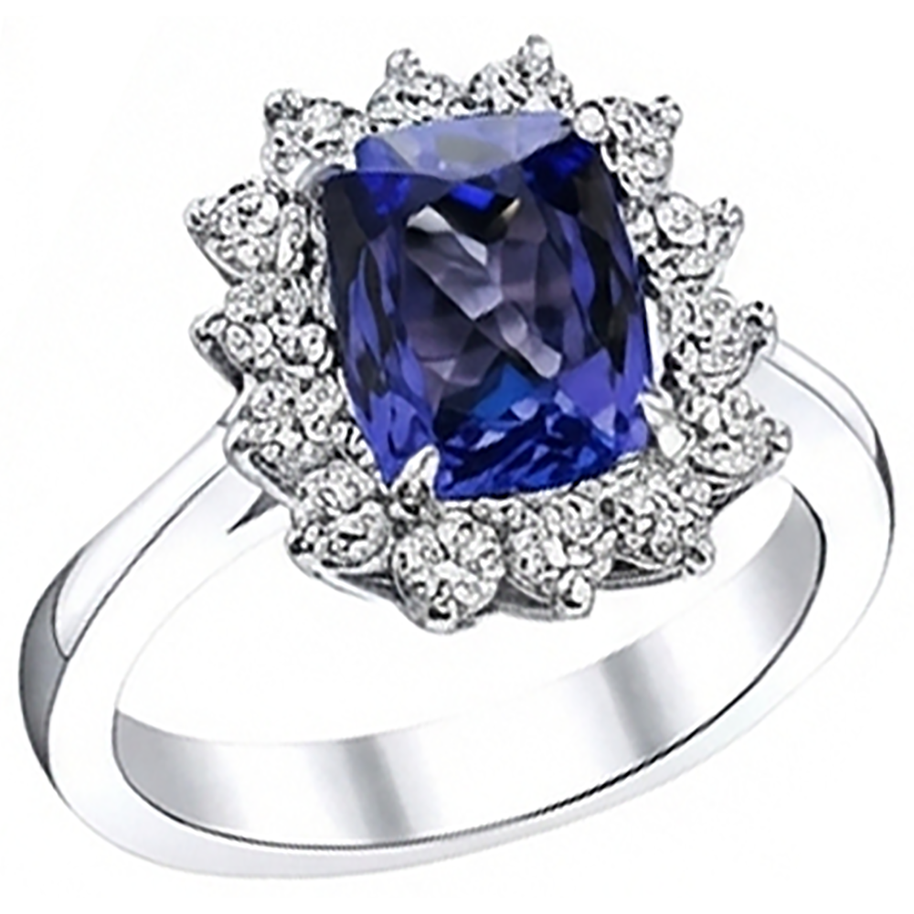 naturel round tanzanite 4.30carats bague angle de côté
