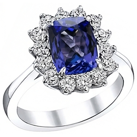 naturel round tanzanite 4.30carats bague angle de côté