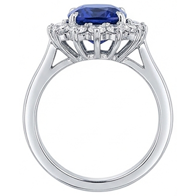 naturel round tanzanite 4.30carats bague vue de dessus