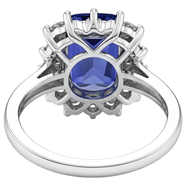 naturel round tanzanite 4.30carats bague vue de profil