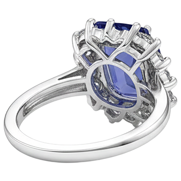 naturel round tanzanite 4.30carats bague sur blanc