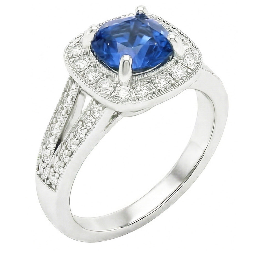 naturel cushion diamant 3.60carats bague vue de face