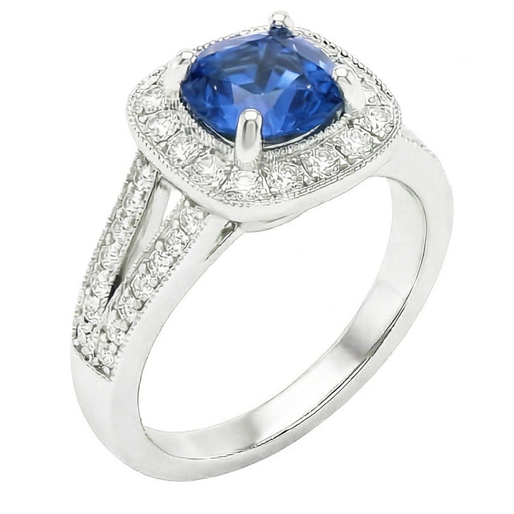 naturel cushion diamant 3.60carats bague vue de face