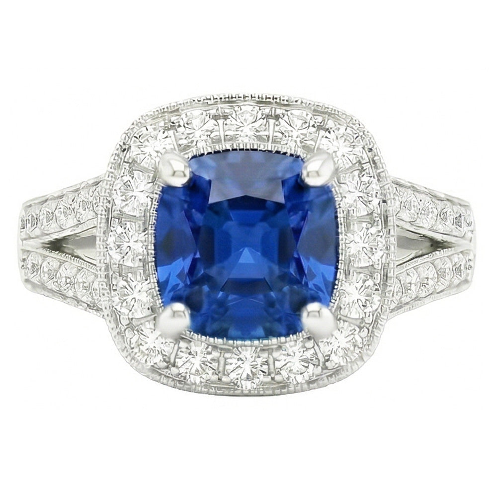 naturel cushion diamant 3.60carats bague angle de côté