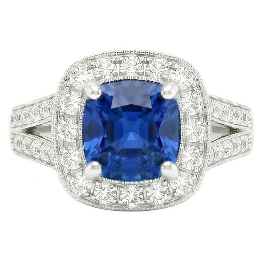naturel cushion diamant 3.60carats bague angle de côté