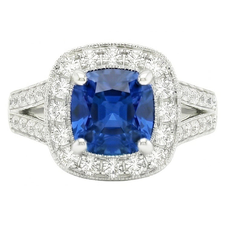 naturel cushion diamant 3.60carats bague angle de côté