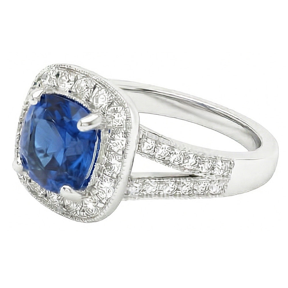 naturel cushion diamant 3.60carats bague vue de dessus