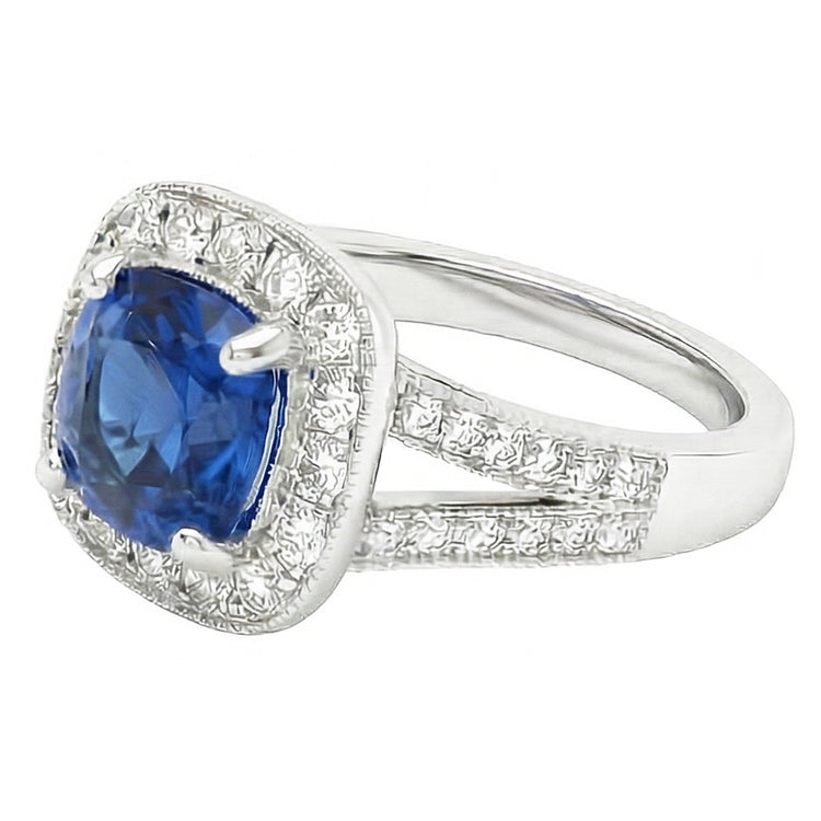 naturel cushion diamant 3.60carats bague vue de dessus