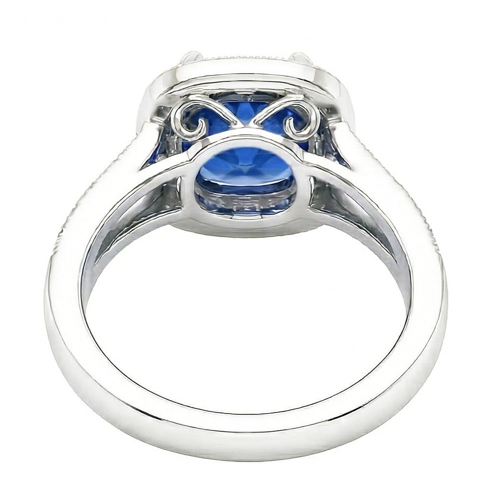 naturel cushion diamant 3.60carats bague vue de profil
