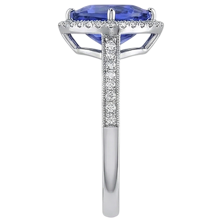 Bague anniversaire en or blanc 14K trillion tanzanite et diamants 3.50 ct