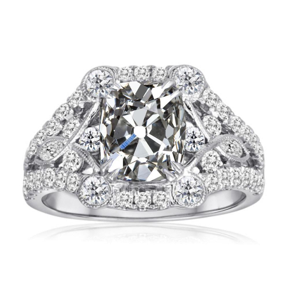 Bague anniversaire fantaisie Réel diamant rond et ovale taille ancienne mine 7.50 carats