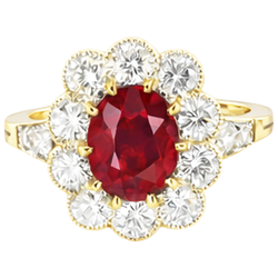 Bague anniversaire rubis et diamants sertie griffes 6.25 carats