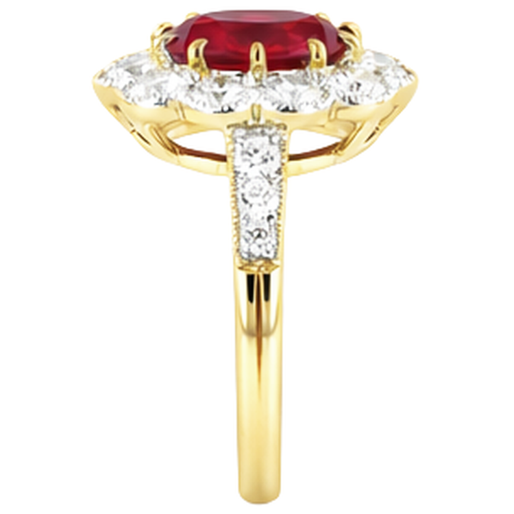Bague anniversaire rubis et diamants sertie griffes 6.25 carats