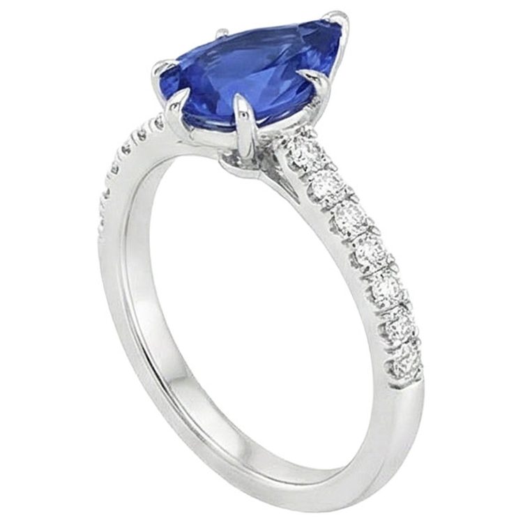 naturel pear diamant 5carats bague détail rapproché