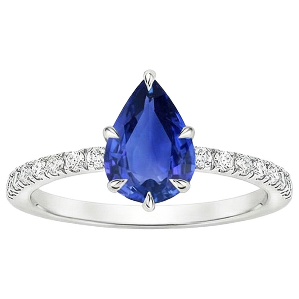 naturel pear diamant 5carats bague vue de profil