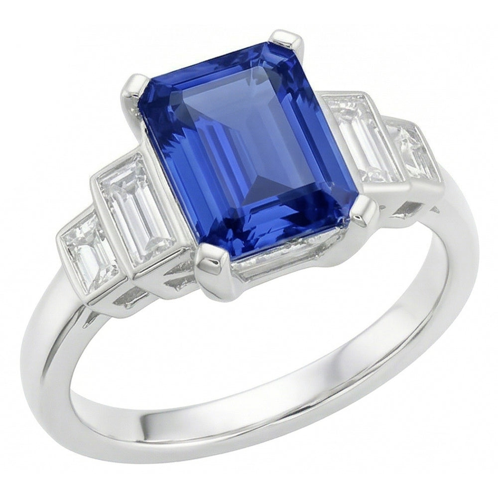 naturel baguette diamant 2.50carats bague angle de côté