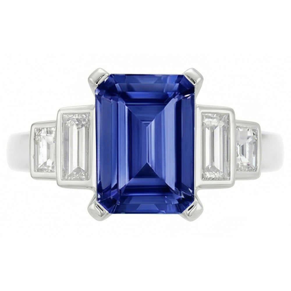 naturel baguette diamant 2.50carats bague détail rapproché