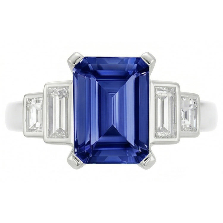 naturel baguette diamant 2.50carats bague détail rapproché