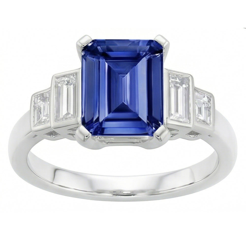 naturel baguette diamant 2.50carats bague vue de dessus