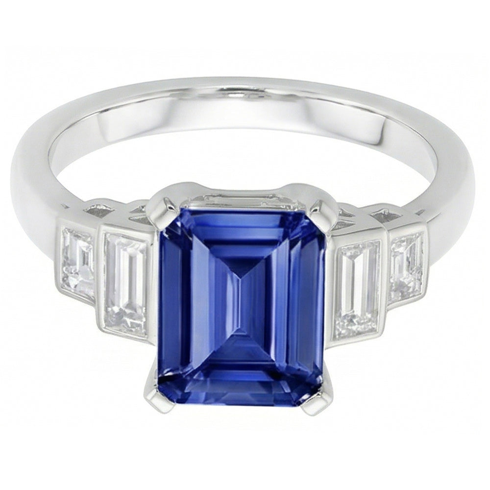 naturel baguette diamant 2.50carats bague vue de profil