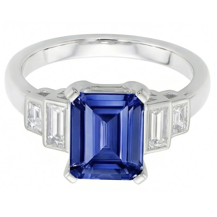 naturel baguette diamant 2.50carats bague vue de profil