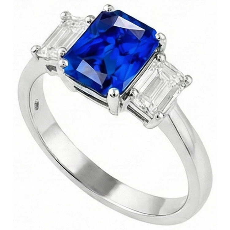 naturel radiant saphir 2.50carats bague vue de dessus