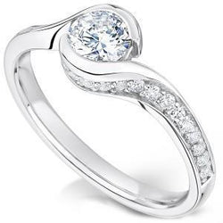 Bague anniversaire solitaire de 2.75 ct avec accent de Authentique diamants en or blanc 14K