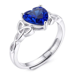 Bague avec Gemme Or Blanc 14 Carats avec Saphir Bleu Bleuet