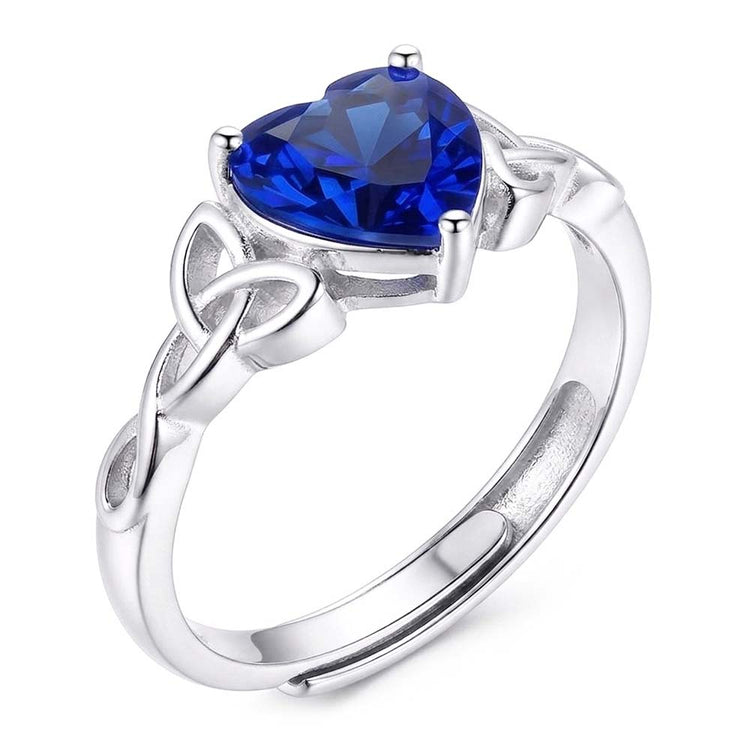Bague avec Gemme Or Blanc 14 Carats avec Saphir Bleu Bleuet