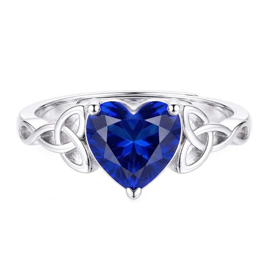 Bague avec Gemme Or Blanc 14 Carats avec Saphir Bleu Bleuet