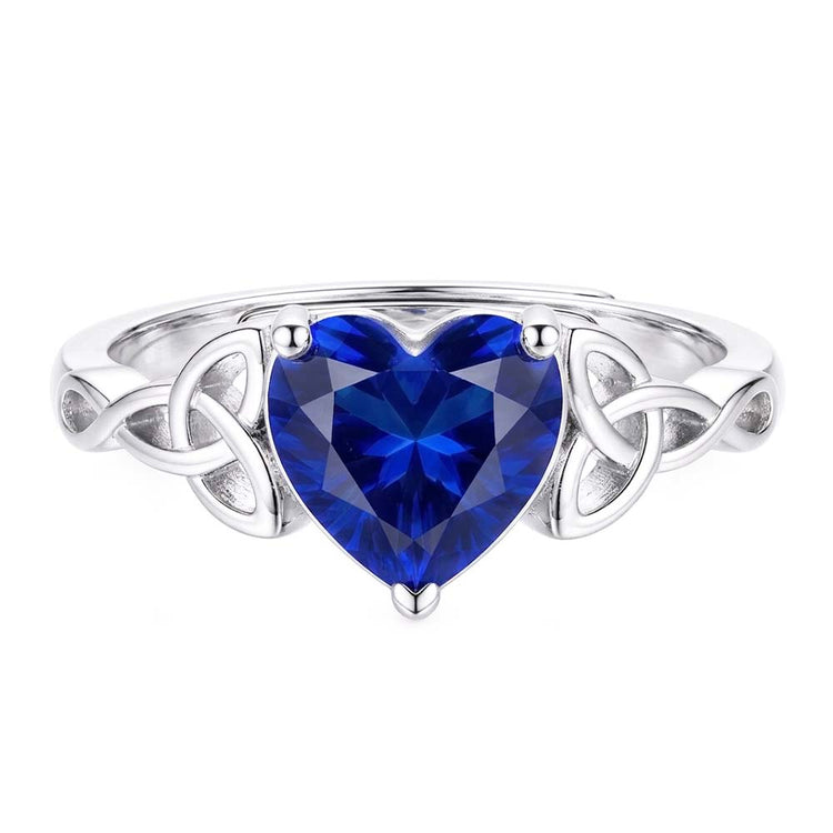 Bague avec Gemme Or Blanc 14 Carats avec Saphir Bleu Bleuet