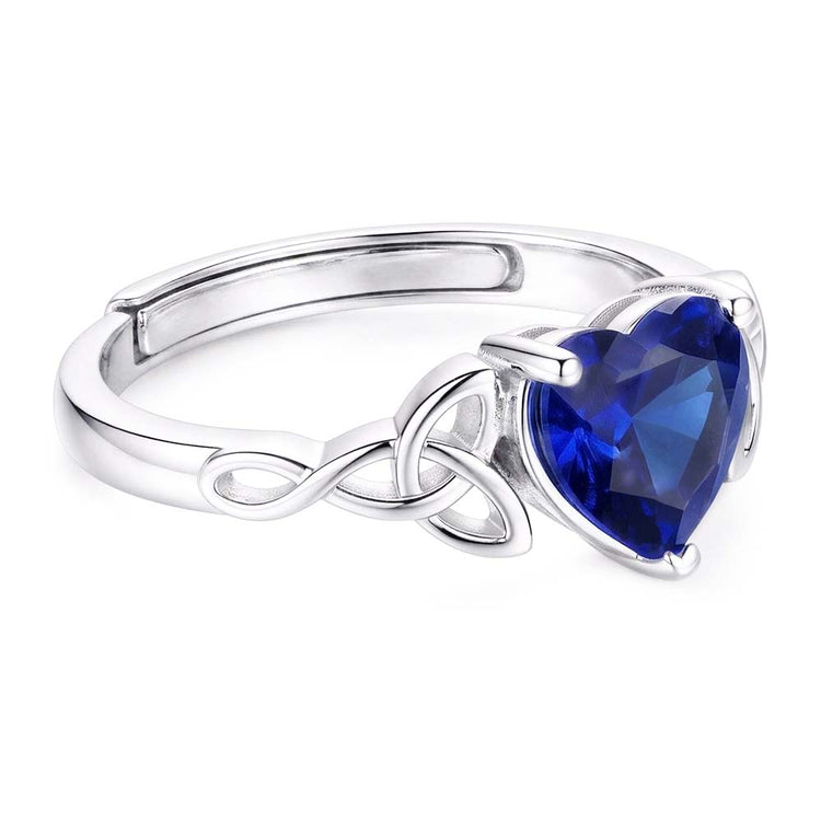 Bague avec Gemme Or Blanc 14 Carats avec Saphir Bleu Bleuet