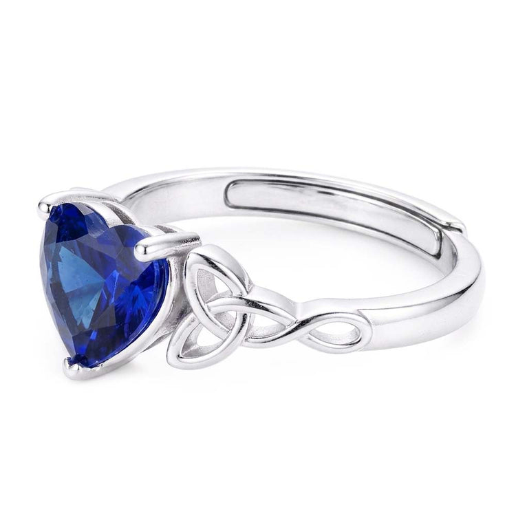 Bague avec Gemme Or Blanc 14 Carats avec Saphir Bleu Bleuet
