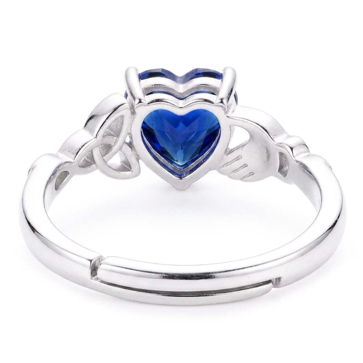 Bague avec Gemme Or Blanc 14 Carats avec Saphir Bleu Bleuet