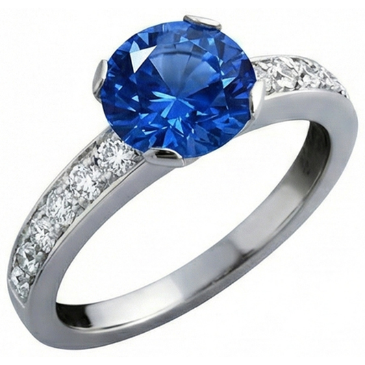 naturel round diamant 3.25carats bague angle de côté