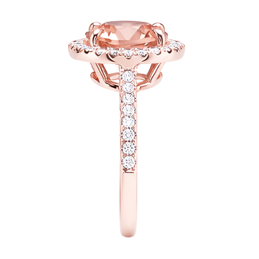 Bague avec halo de diamants Morganite de 10.10 cts en or rose 14 carats
