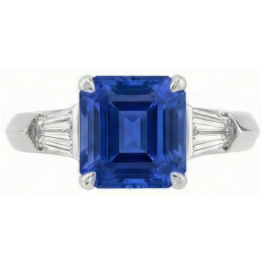 naturel baguette diamant 6carats bague angle de côté