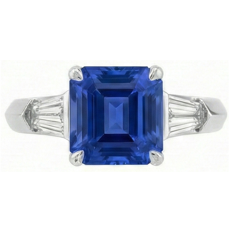 naturel baguette diamant 6carats bague angle de côté