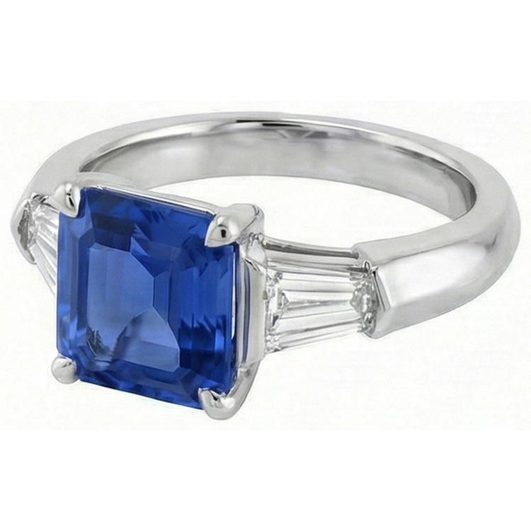 naturel baguette diamant 6carats bague détail rapproché