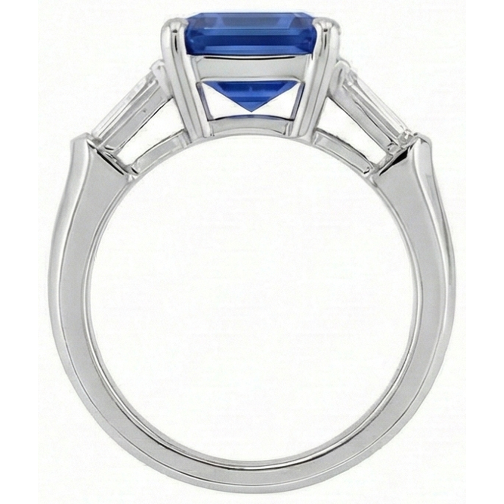 naturel baguette diamant 6carats bague vue de profil