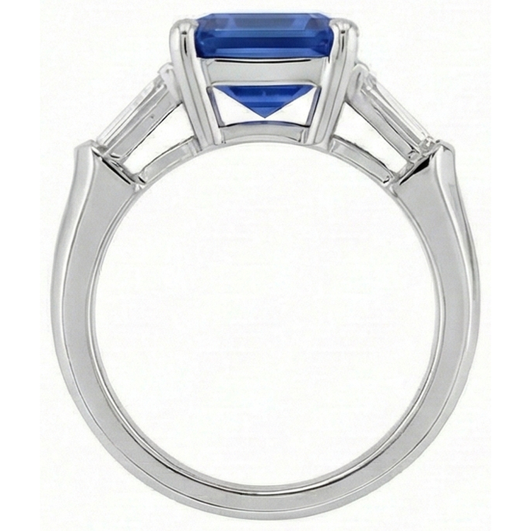 naturel baguette diamant 6carats bague vue de profil