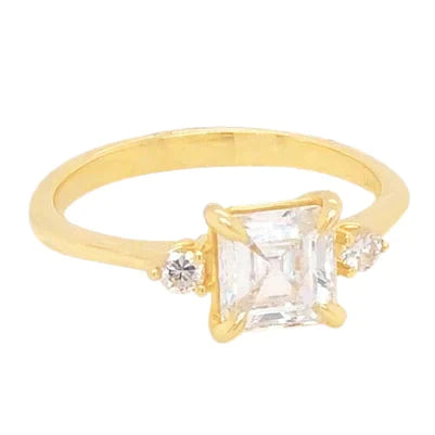 Bague d'Anniversaire En Authentique Diamant Véritable Asscher De 