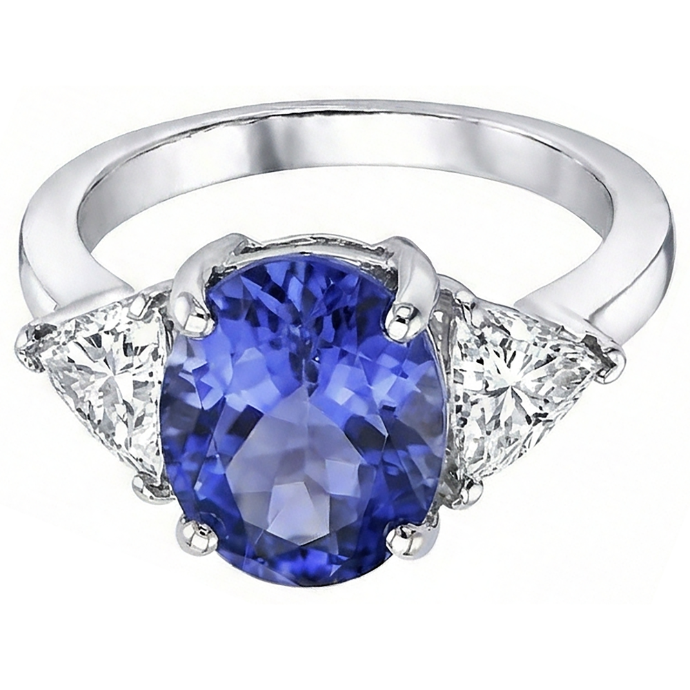 naturel trillion tanzanite 8.01carats bague angle de côté