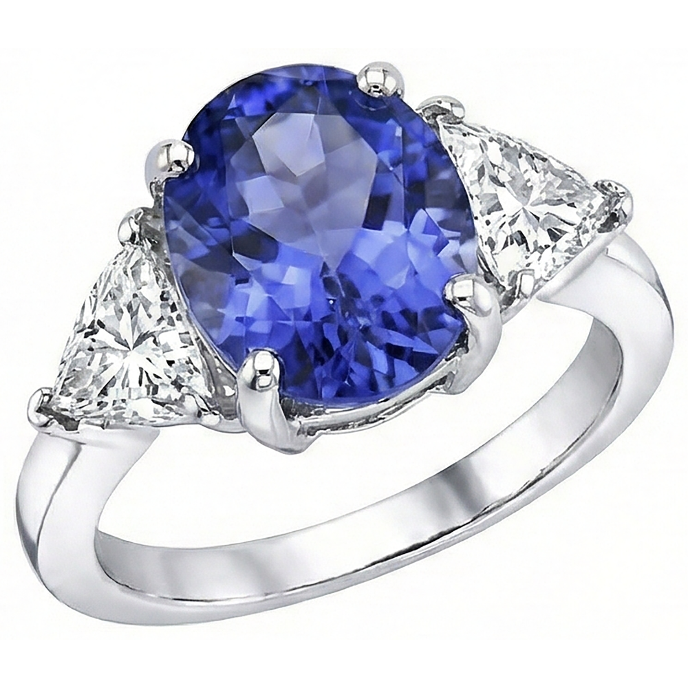 naturel trillion tanzanite 8.01carats bague détail rapproché