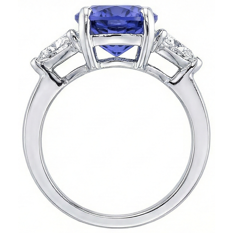 naturel trillion tanzanite 8.01carats bague vue de dessus