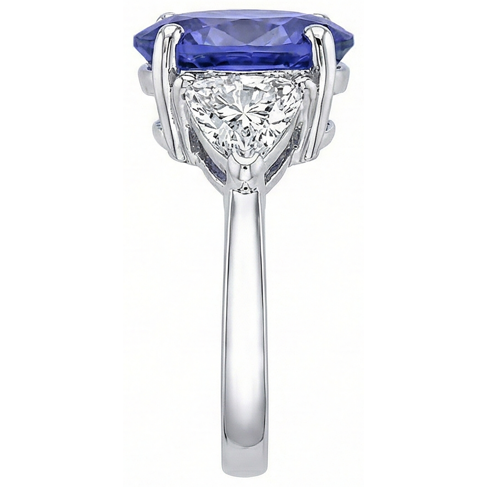 naturel trillion tanzanite 8.01carats bague vue de profil
