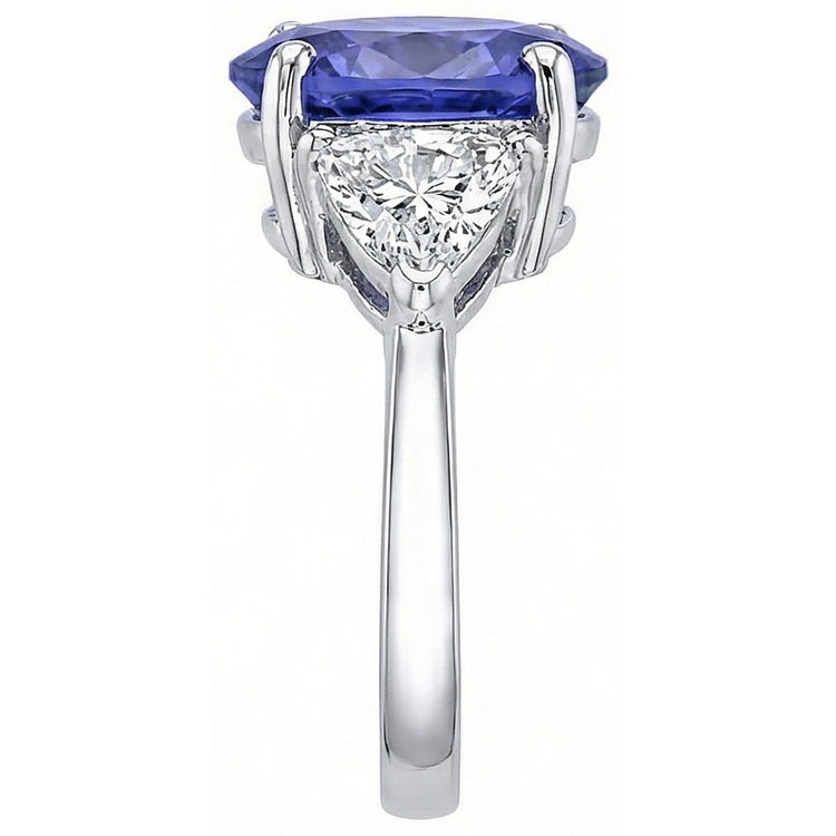 naturel trillion tanzanite 8.01carats bague vue de profil