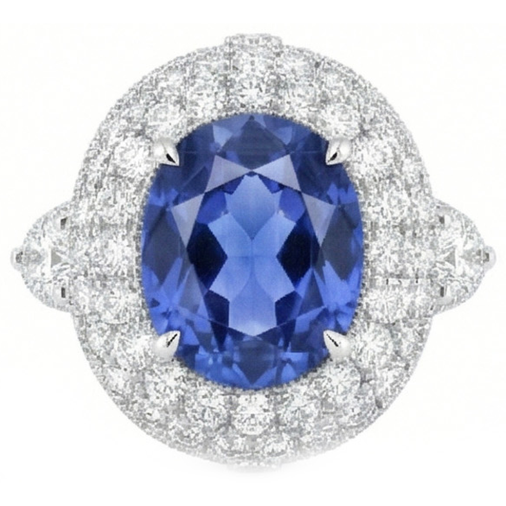 Bague d'anniversaire de mariage 6 carats avec diamants saphir du Sri Lanka